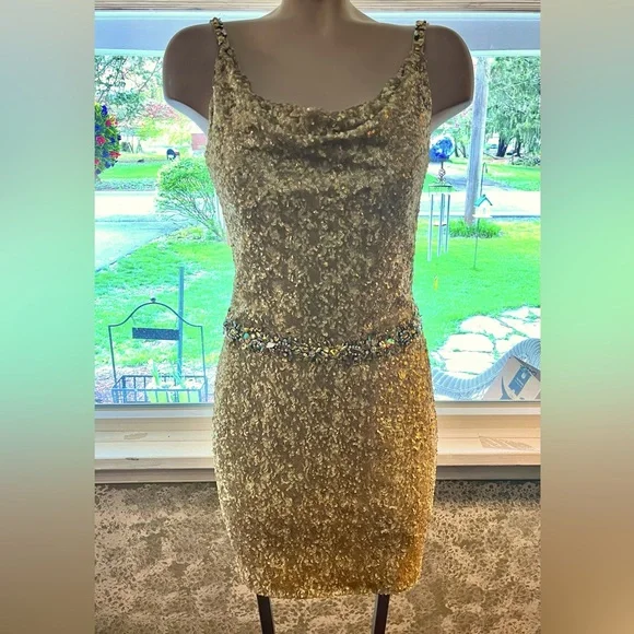 Terani Couture | Dresses | Terani Couture Size 6 Gold Dress | Poshmark
